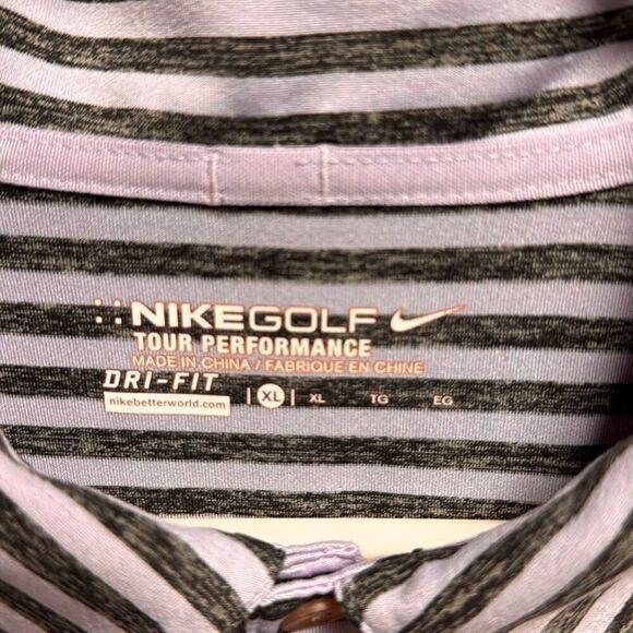 Nike Golf Men’s Lavender Striped Dri Fit French Lick Polo Shirt Size XL - Picture 4 of 6
